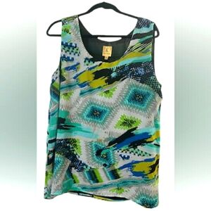 K Kasper,  Abstract Multi Color print fully lined with round neck and sleeveless